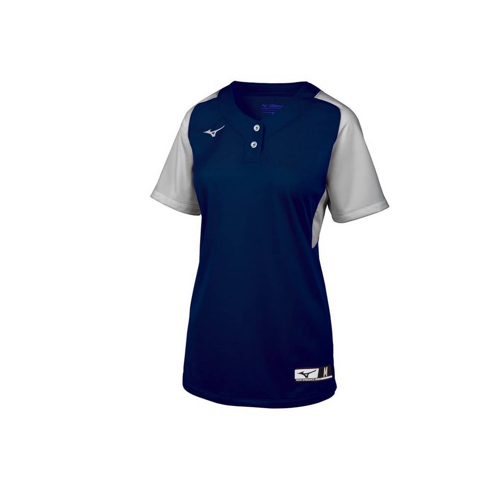 Jersey Mizuno Softball Aerolite 2-Button Para Mujer Azul Marino/Grises 0178623-XZ